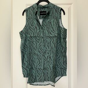 NWT Wildfang Empower Sleeveless Button Up Zebra Print Small